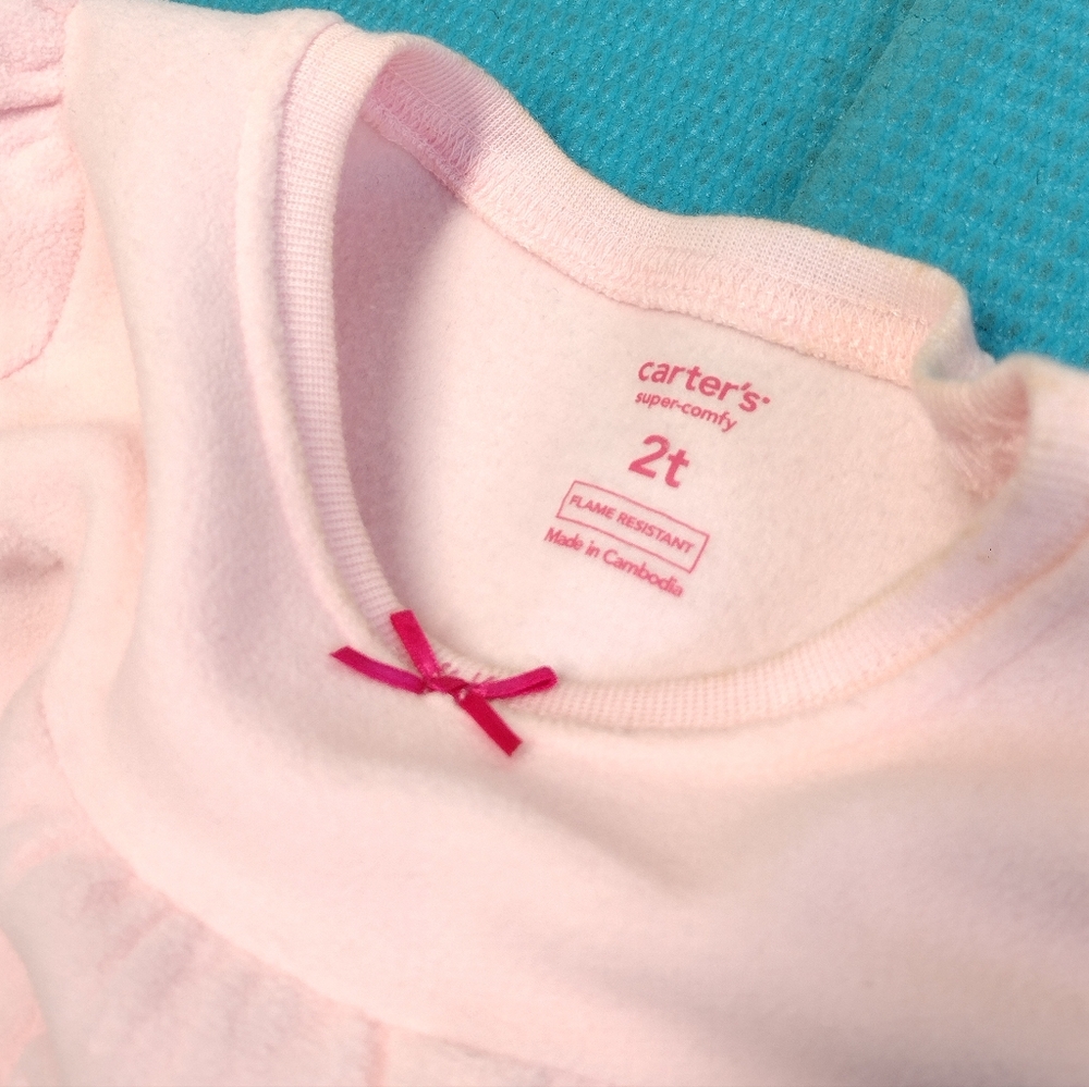 Carter's Girls Fleece Pajama Set Piggy Pink Brown Size 2T - Picture 5 of 6